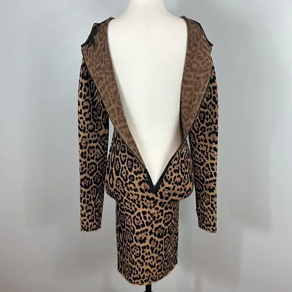BCBG MaxAzria Sheena French Leopard Print Bodycon Dress - Mob Wife Aesthetic - Picture 11 of 17